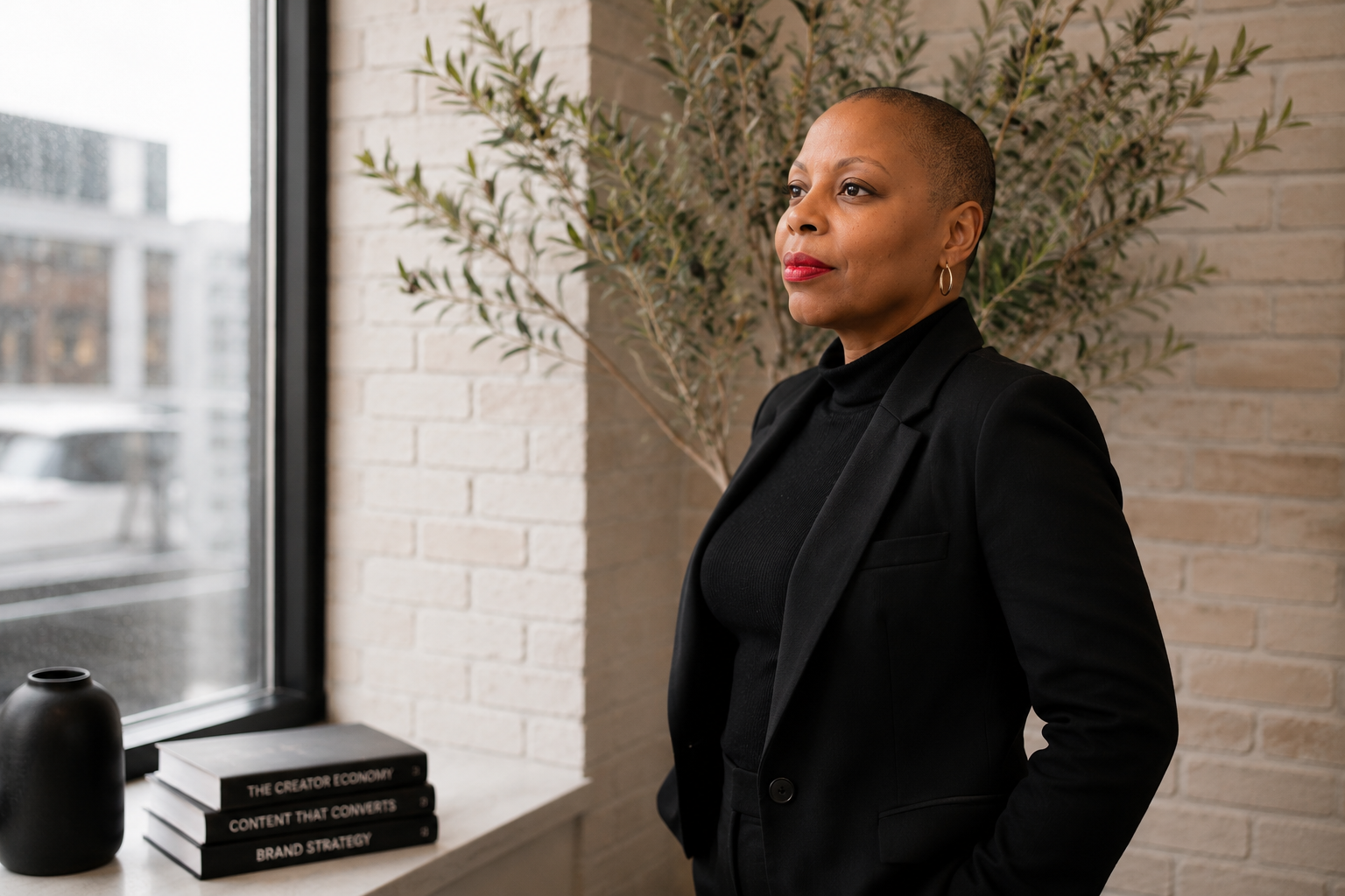 Kimberly Millionaire in a modern creator economy office